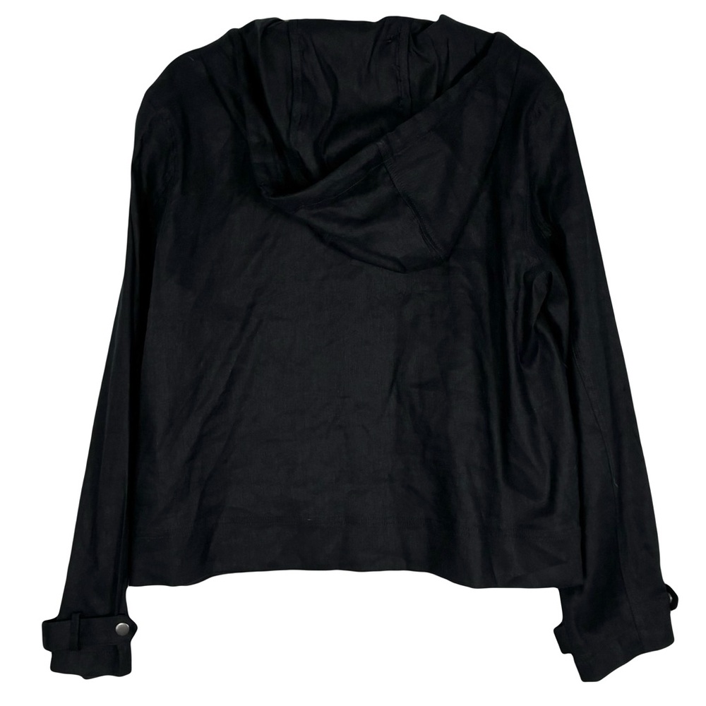 New Tahari Black Linen Jacket XL Snaps Full-Zip Drawstring - Picture 2 of 9